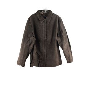 Venezia Brown Women's Jacket Genuine Suede Front Buttons Closure Size 18/20